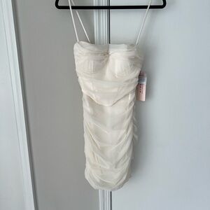 Elegant Cream Ruched Dress